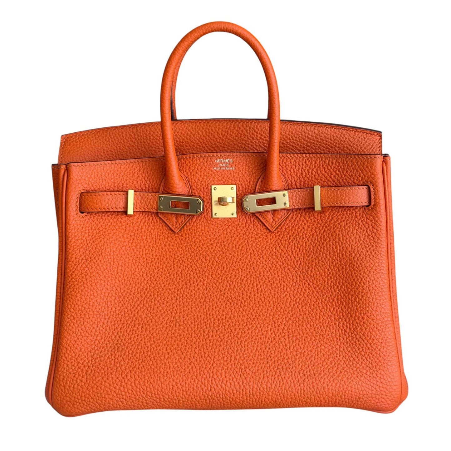 Hermes Birkin 25 Orange Togo Leather Gold Hardware