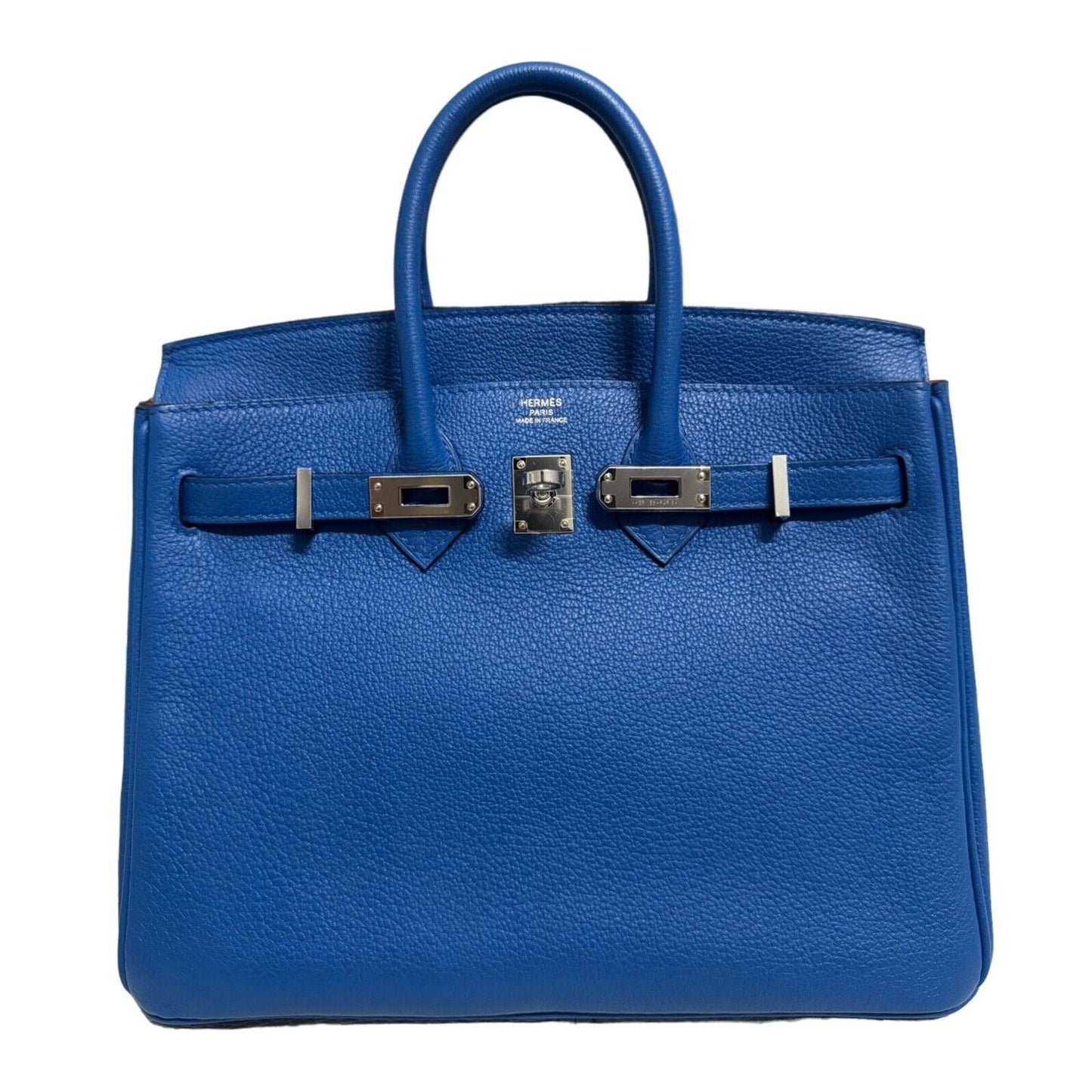 Hermes Birkin 25 Verso Blue Zellige & Capucine Leather Palladium Hardware