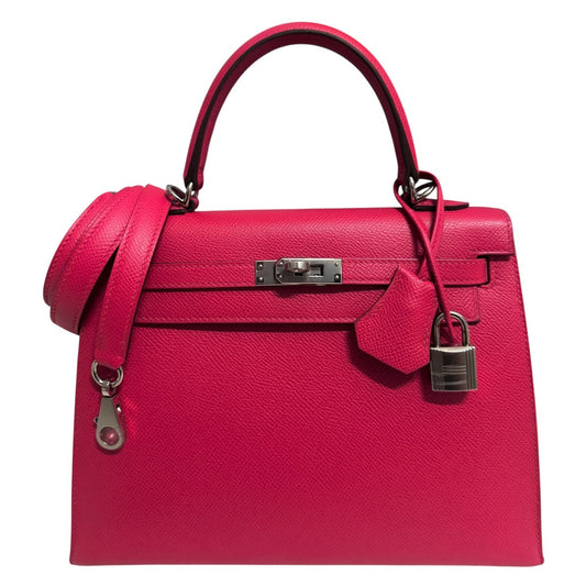 Hermes Kelly 25 Sellier Rose Extreme Pink Epsom Leather Palladium RARE