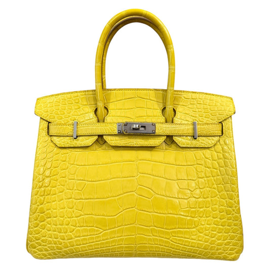 Hermes Birkin 30 Soufre Yellow Jaune Matte Alligator Leather Palladium Hardware