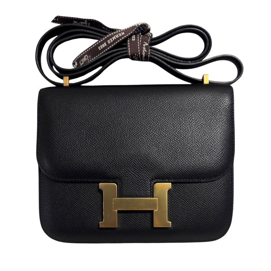 HERMES Constance 18 Mini Black Noir Epsom Leather Gold Hardware