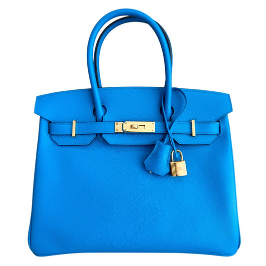 Hermes Birkin 30 Blue Frida Epsom Leather Gold Hardware