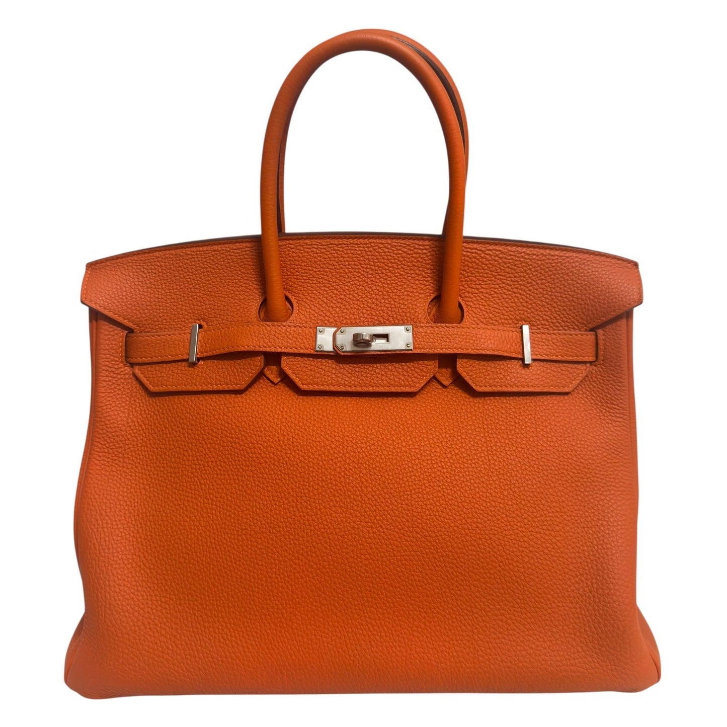 Hermes Birkin 35 Orange Togo Leather Palladium Hardware RARE