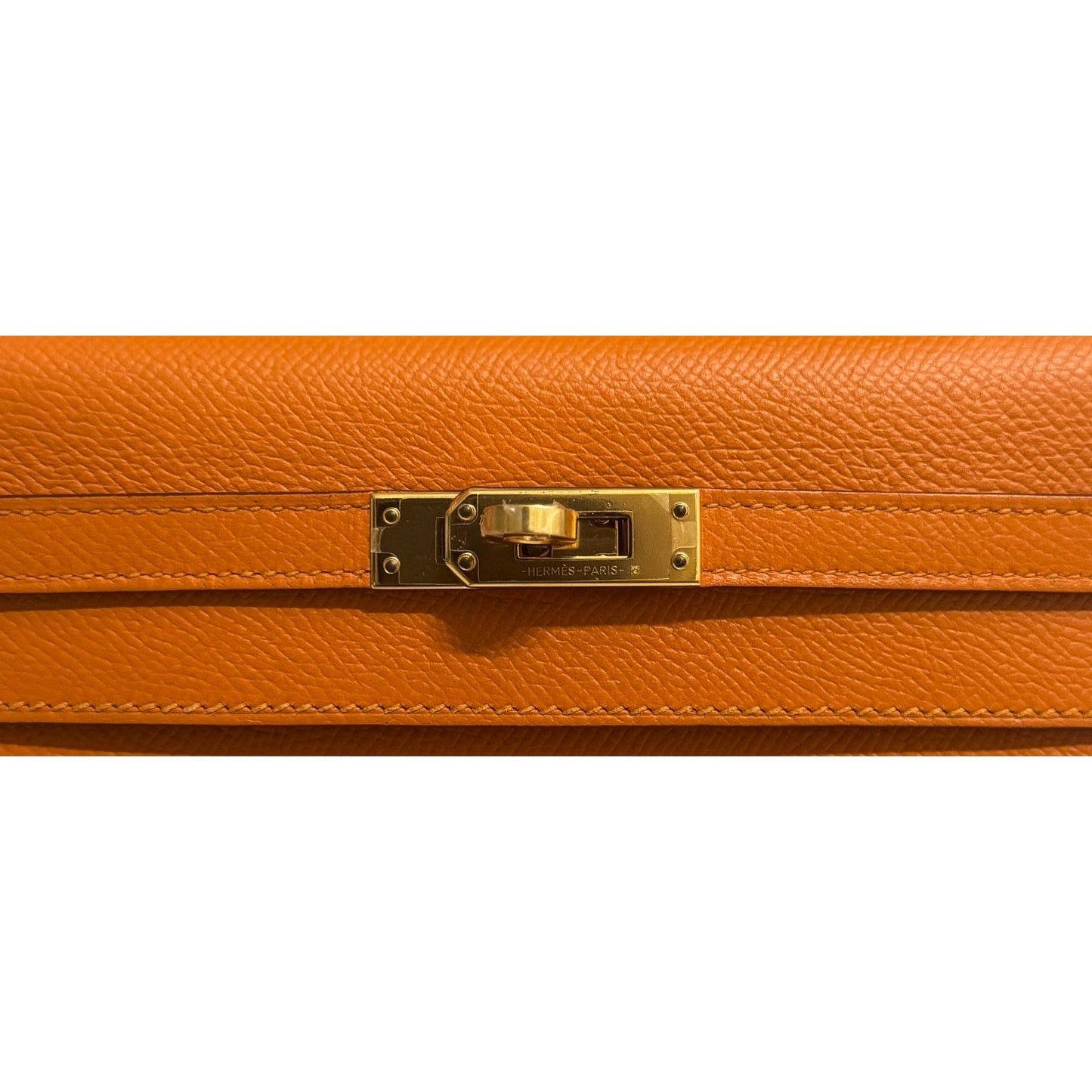 Hermes Kelly 25 Sellier Apricot Orange Epsom Leather Gold Hardware