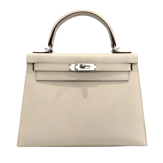 Hermes Kelly 28 Sellier Special Order Craie Gris Gray Epsom Leather Palladium