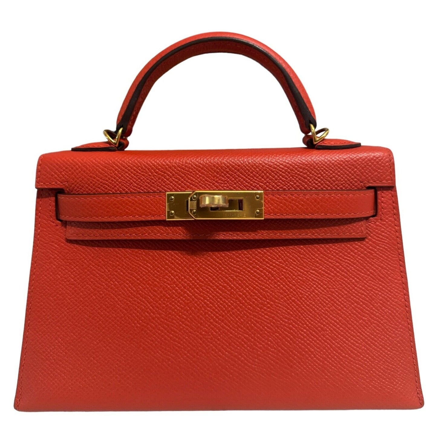 Hermes Kelly Mini 20 Capucine Orange Red Epsom Leather Gold Hardware