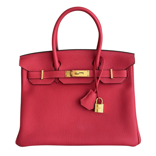 Hermes Birkin 30 Rouge Pivoine Red Togo Leather Gold Hardware