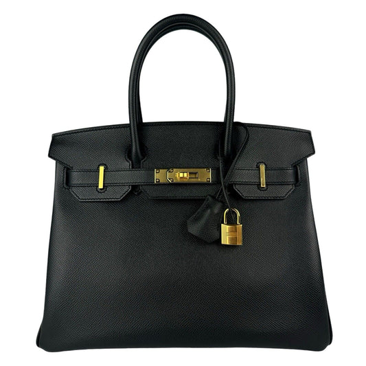 Hermes Birkin 30 Black Noir Epsom Leather Gold Hardware RARE