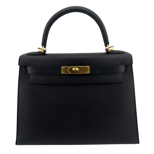 Hermes Kelly 28 Sellier Black Noir Epsom Leather Gold Hardware