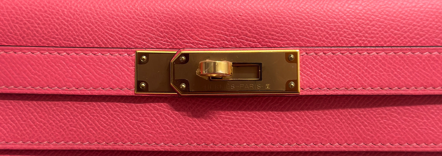 Hermes Kelly 28 Sellier Pink Rose Azalee Azalea Epsom Leather Gold Hardware