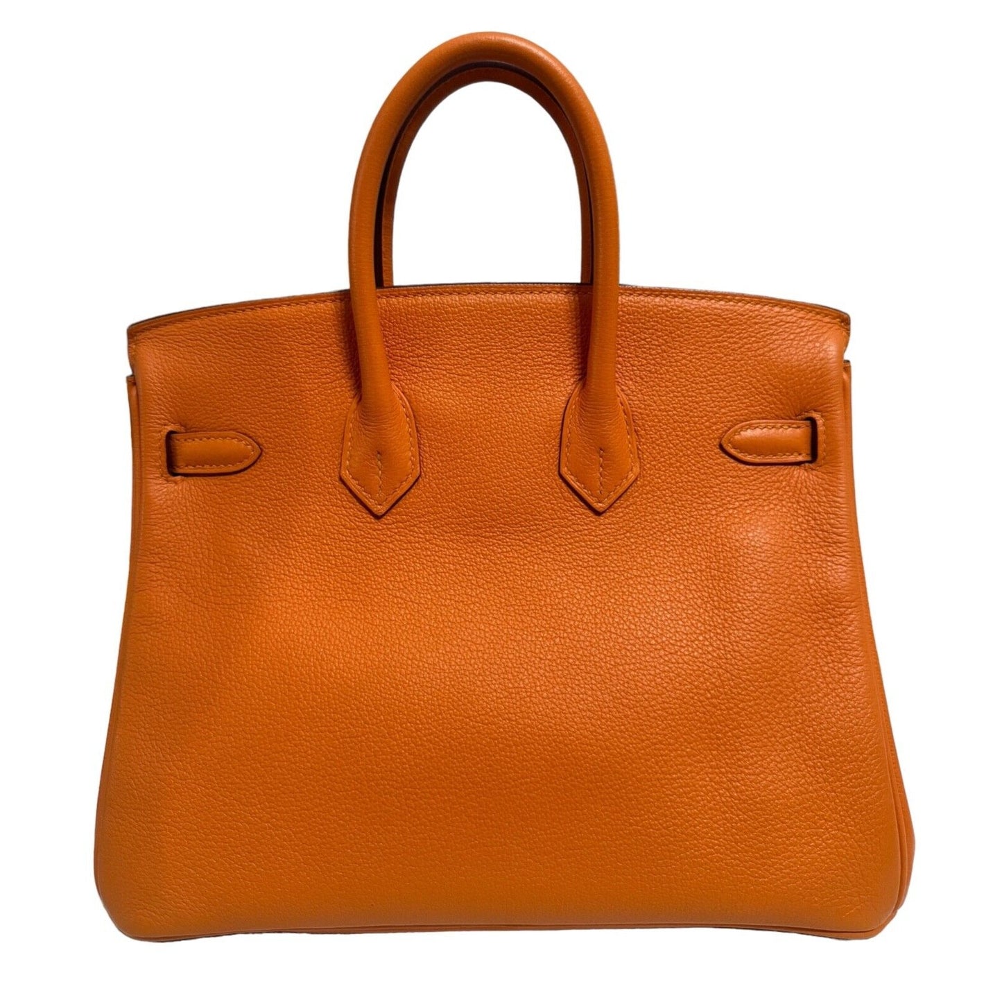 Hermes Birkin 25 Orange Leather Palladium Hardware Handbag