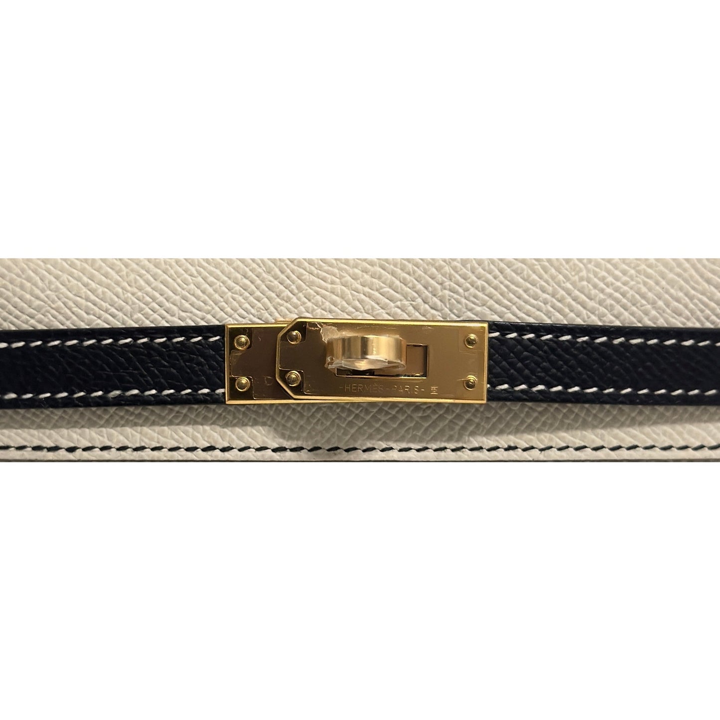 Hermes Mini Kelly Special Order Craie Black Epsom Leather Gold Hardware Rare