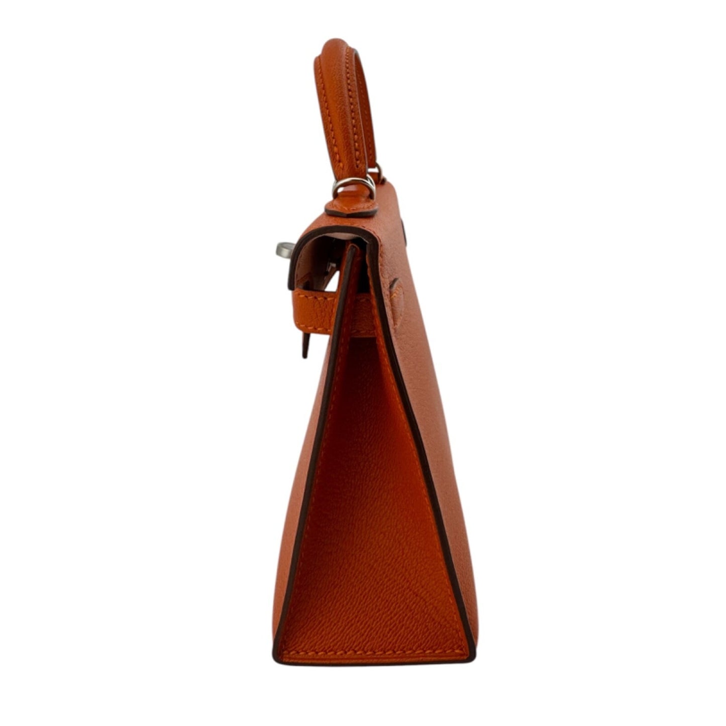Hermes Kelly Mini 20 Verso Feu Orange & Rose Eglantine Pink Chèvre Palladium Hwr