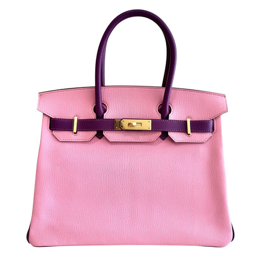 Hermes Birkin 30 Special Order Bubblegum Pink Anemone Purple Chevre Gold HWR