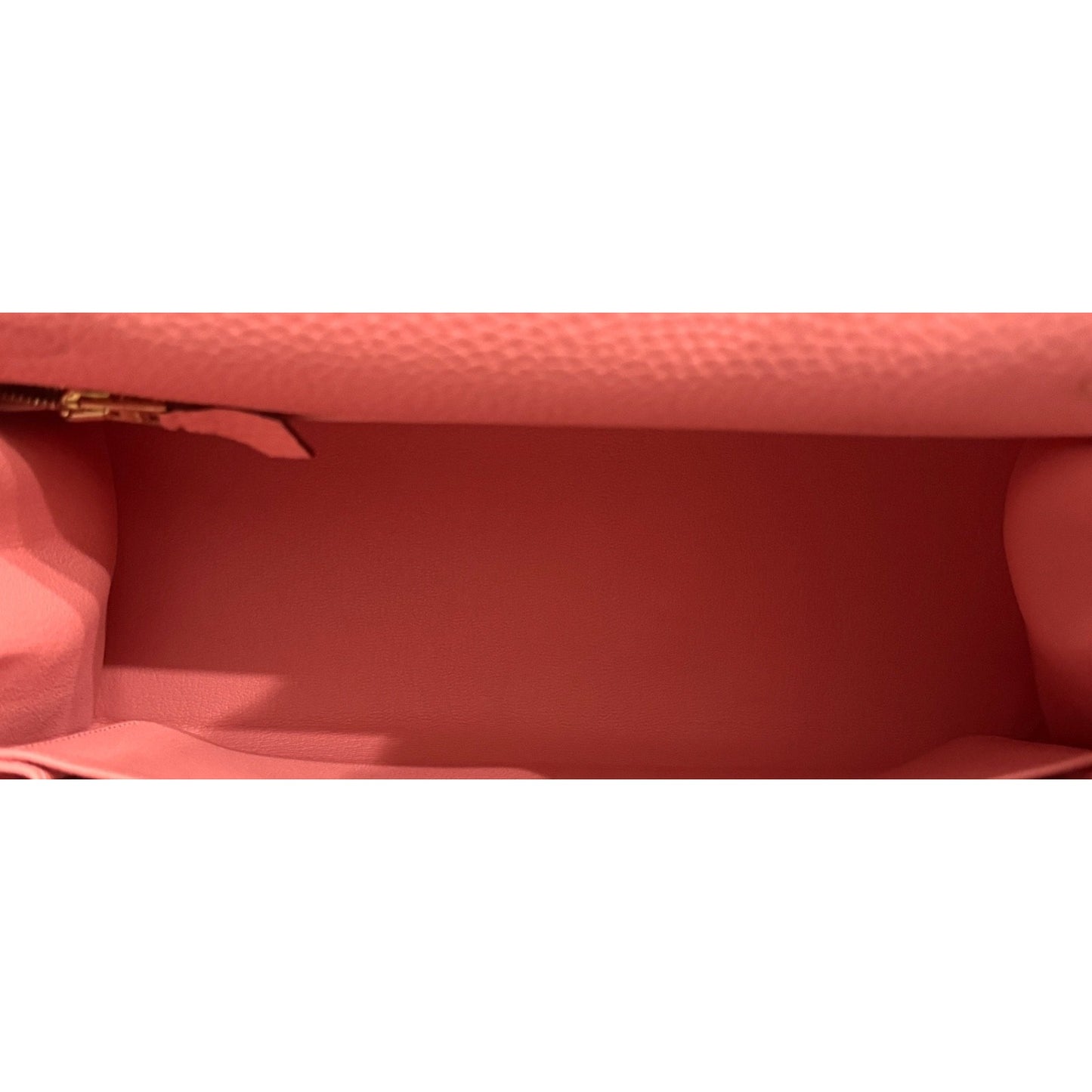 Hermes Kelly 28 Sellier Special Order Pink Rose Lipstick Gris Tourterelle Togo Leather Brushed Gold Hardware