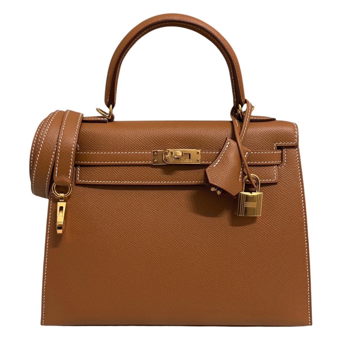 Hermes Kelly 25 Sellier Gold Tan Epsom Leather Gold Hardware