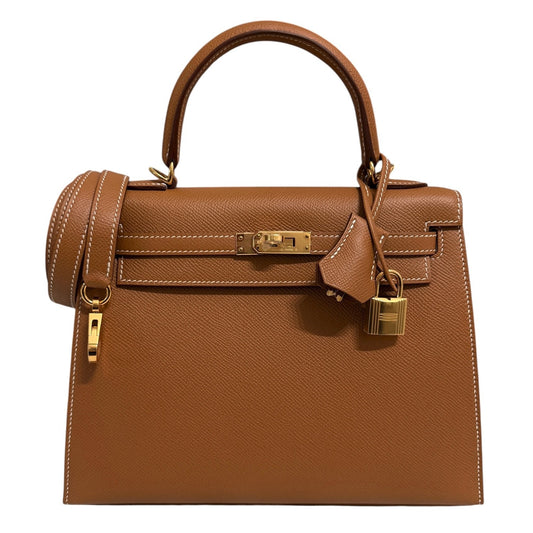 Hermes Kelly 25 Sellier Gold Tan Epsom Leather Gold Hardware