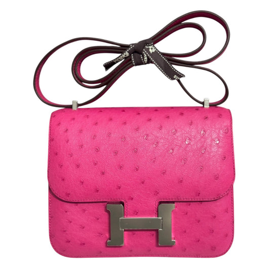 HERMES Constance 18 Mini Rose Tyrien Pink Ostrich Leather Palladium Hardware