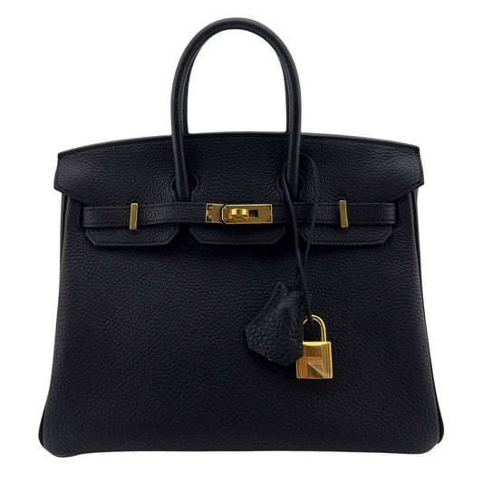 Hermes Birkin 25 Black Noir Togo Leather Gold Hardware Handbag