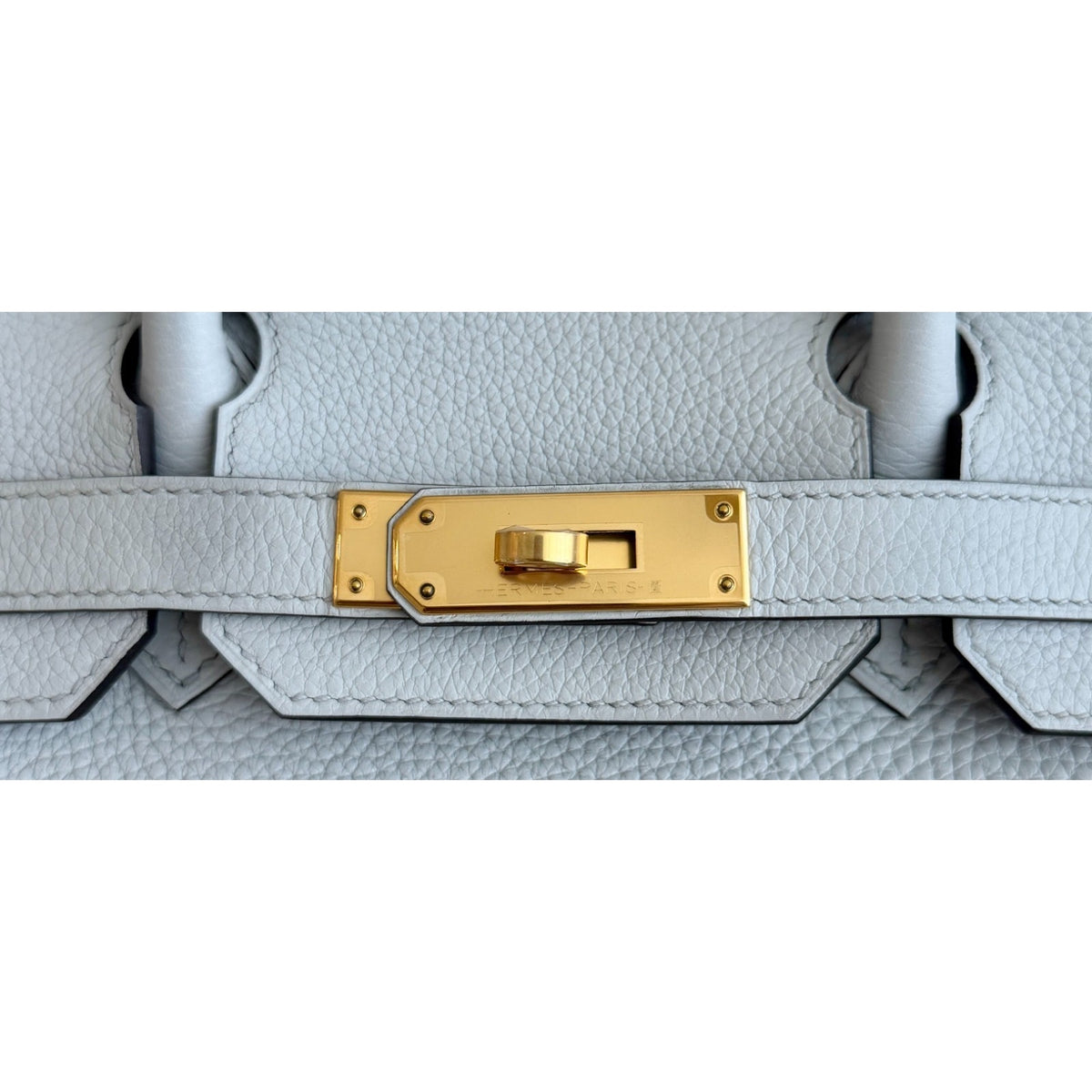 Hermes Birkin 30 Blue Pale Gray Togo Leather Gold Hardware Handbag Rare