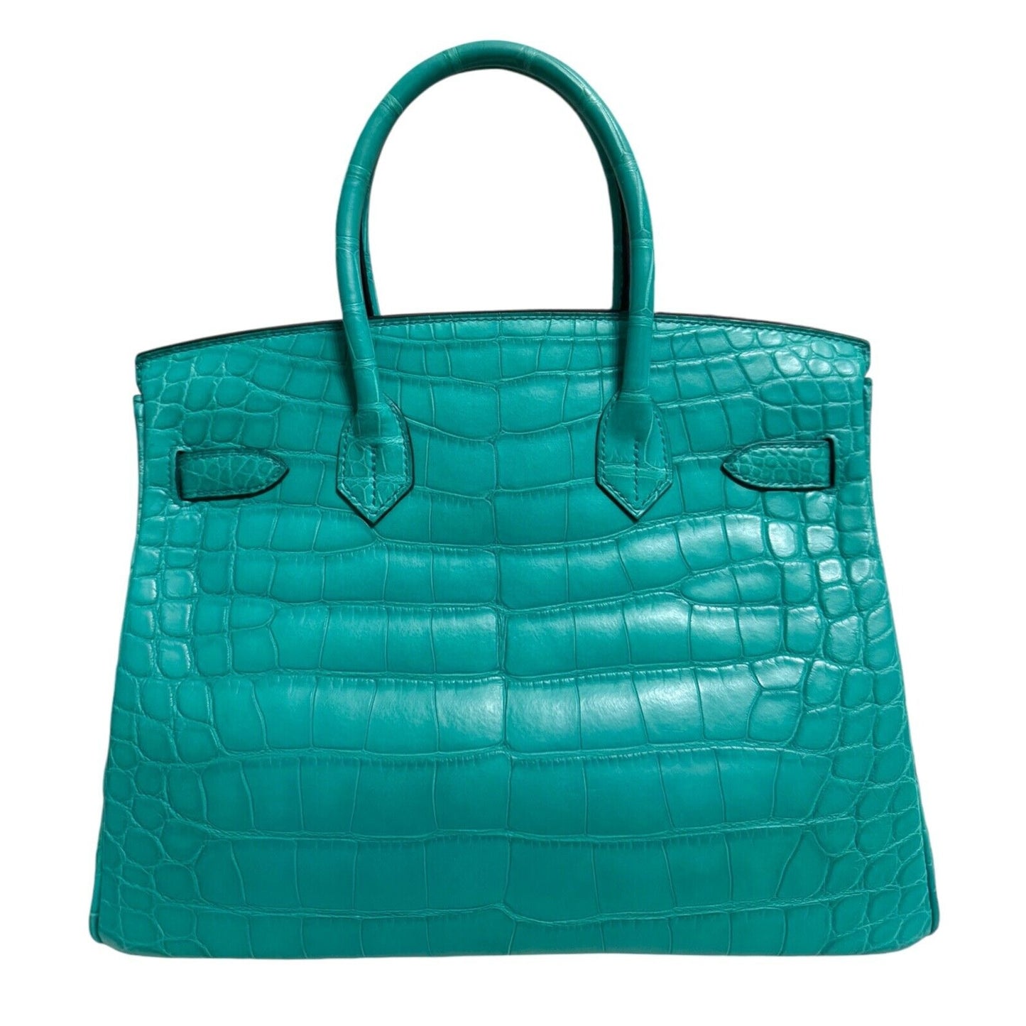 Hermes Birkin 30 Matte Alligator Blue Paon Gold Hardware