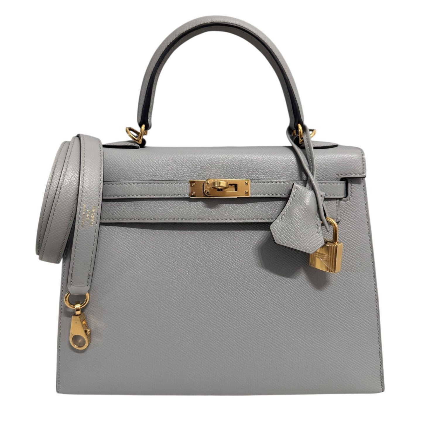 Hermes Kelly 25 Sellier Gris Mouette Gray Epsom Leather Gold Hardware
