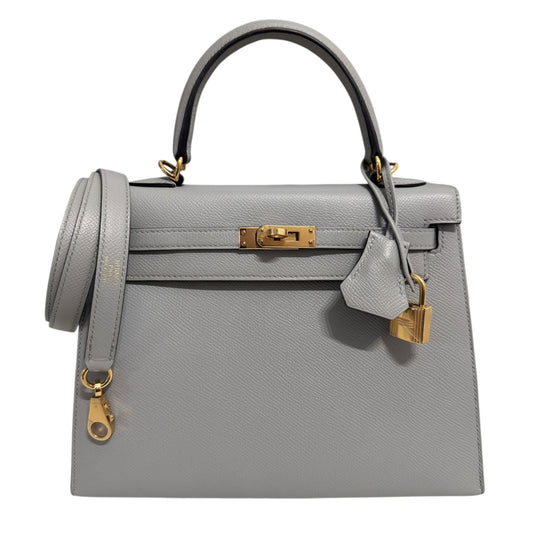 Hermes Kelly 25 Sellier Gris Mouette Gray Epsom Leather Gold Hardware