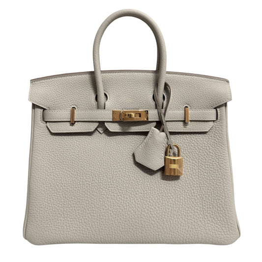 Hermes Birkin 25 Gris Perle Pearl Gray Togo Leather Gold Hardware