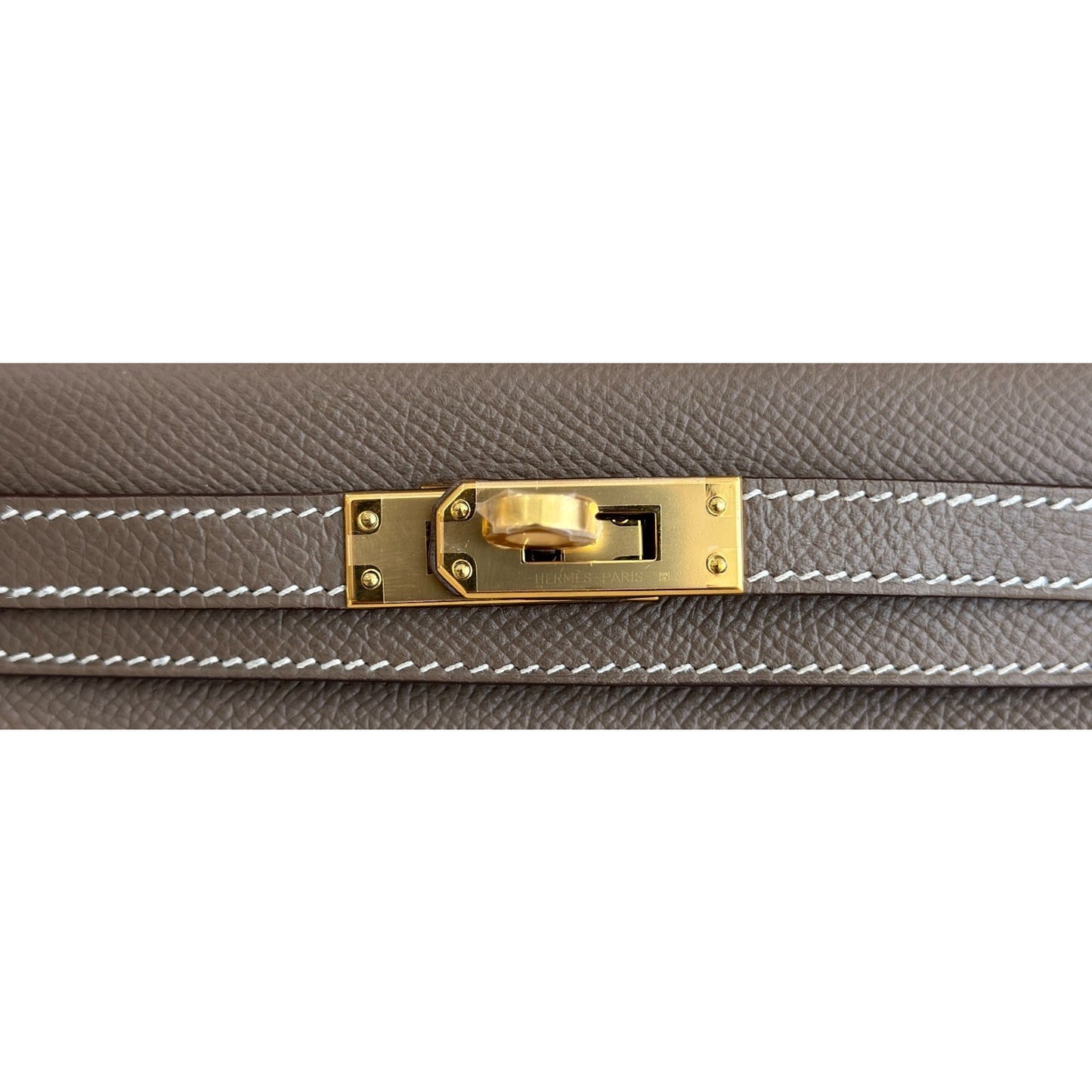Hermes Kelly Mini 20 Etoupe Gray Epsom Leather Gold Hardware