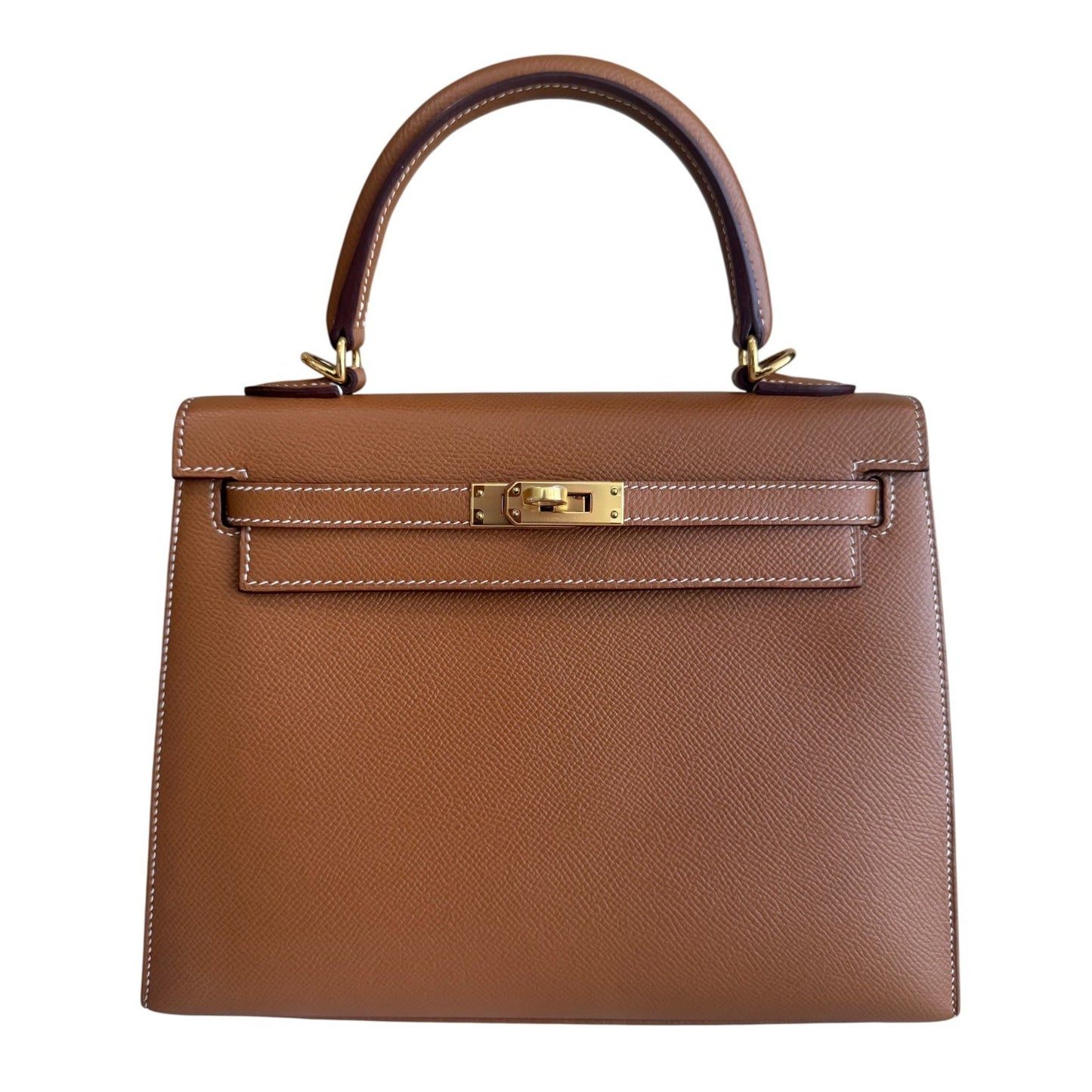 Hermes Kelly 25 Sellier Gold Tan Epsom Leather Gold Hardware