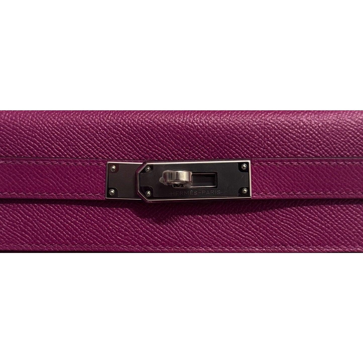 Hermes Kelly 28 Sellier Rose Pourpre Pink Purple Epsom Leather Palladium