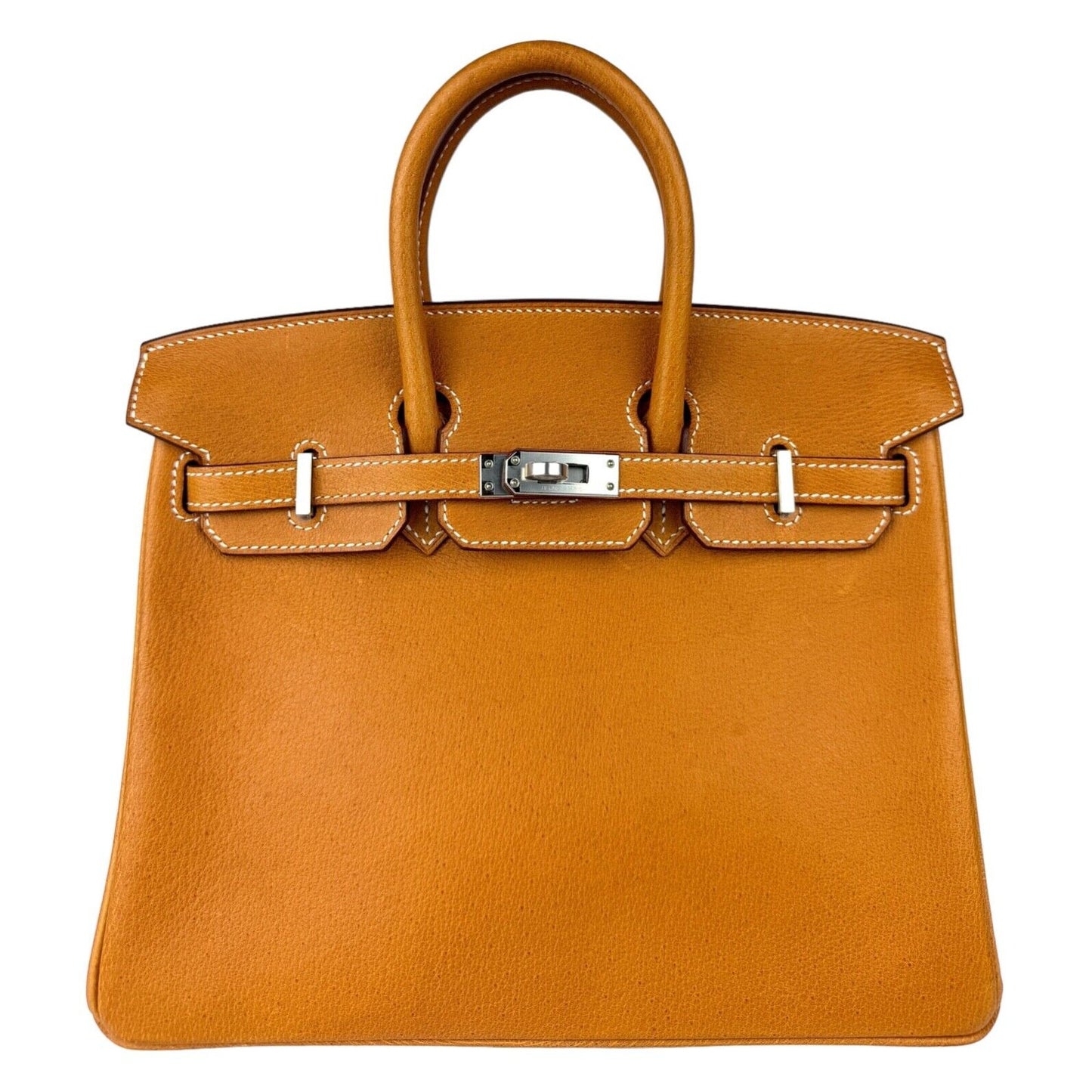 Hermes Birkin 25 Gold Tan Toffee Peau Porc Leather Palladium Hardware ULTRA RARE