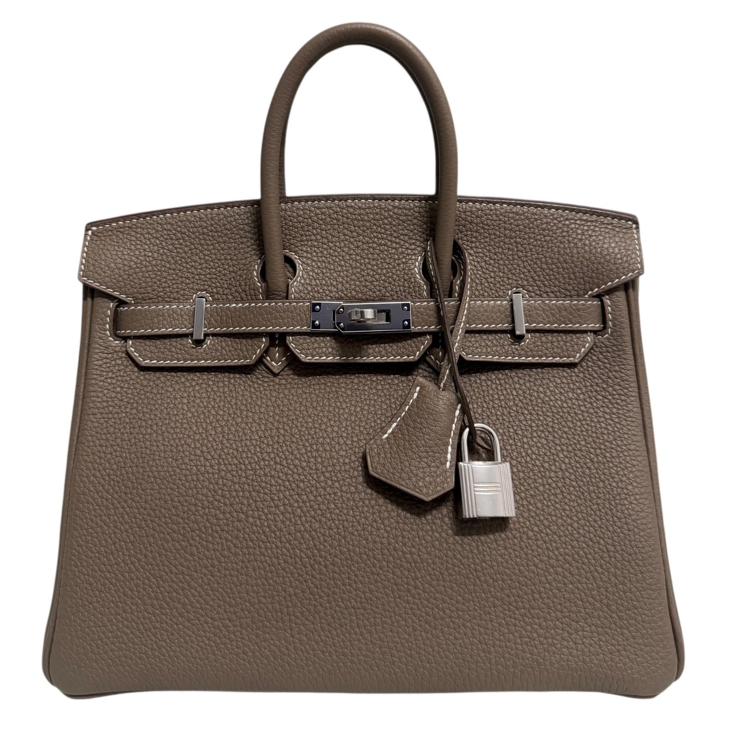 Hermes Birkin 25 Etoupe Gray Togo Leather Palladium Hardware Handbag