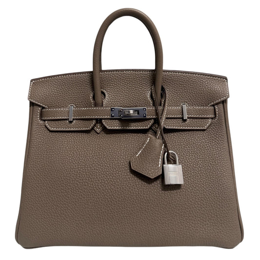 Hermes Birkin 25 Etoupe Gray Togo Leather Palladium Hardware Handbag