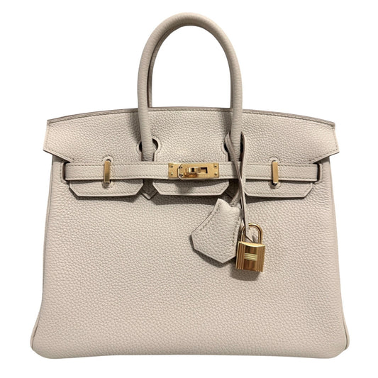 Hermes Birkin 25 Beton Beige Cream Togo Leather Gold Hardware