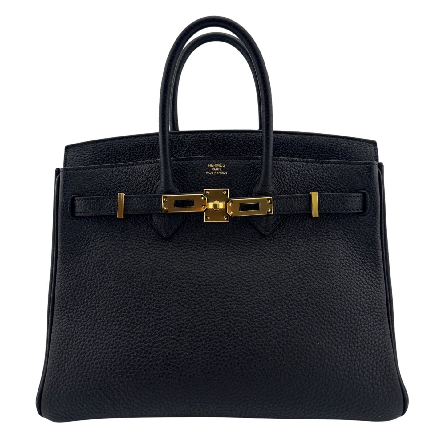 Hermes Birkin 25 Black Noir Togo Leather Gold Hardware Handbag