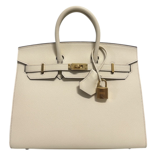 Hermes Birkin 25 Sellier Nata Cream White Epsom Leather Gold Hardware