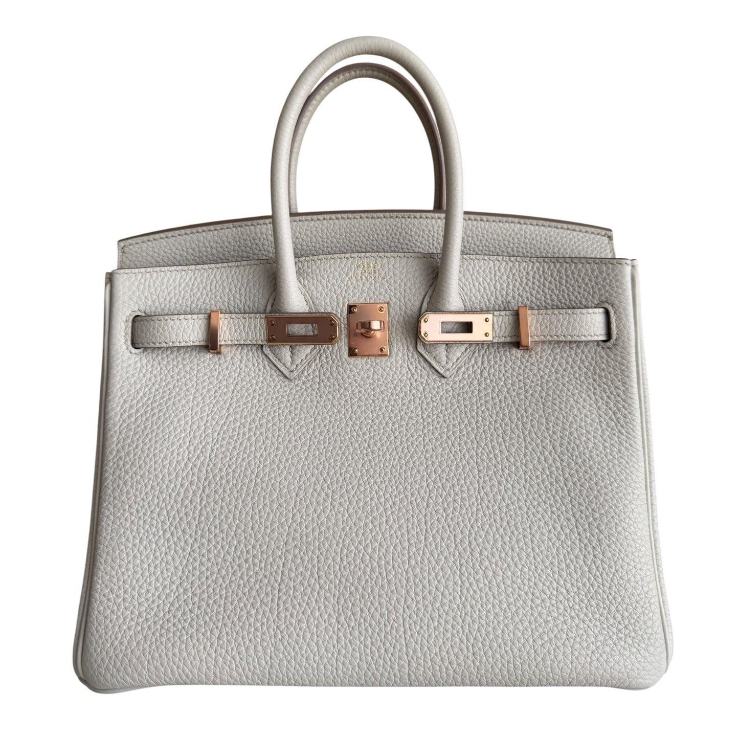 Hermes Birkin 25 Beton Beige Cream Togo Leather Rose Gold Hardware
