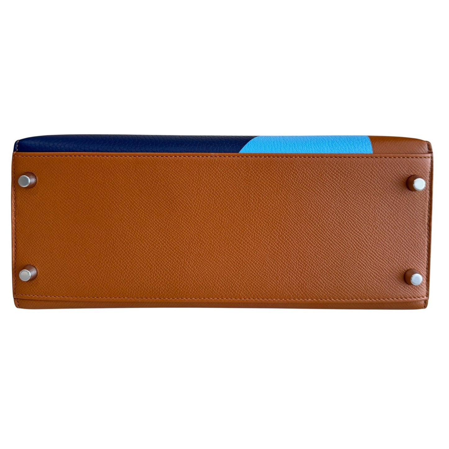 Hermes Kelly 28 Sellier Limited Kellygraphie Gold, Blue Celeste, Indigo Epsom