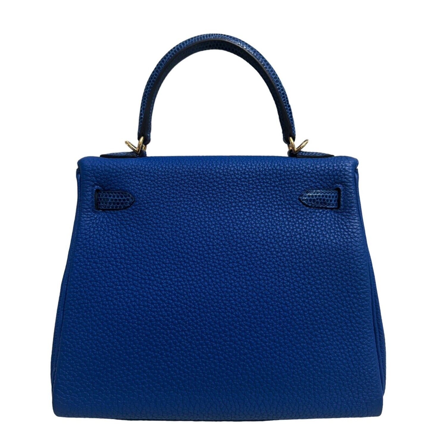 HERMES KELLY 25 TOUCH BLUE FRANCE & BLUE SAPPHIRE TOGO & LIZARD PERMABRASS HARDWARE