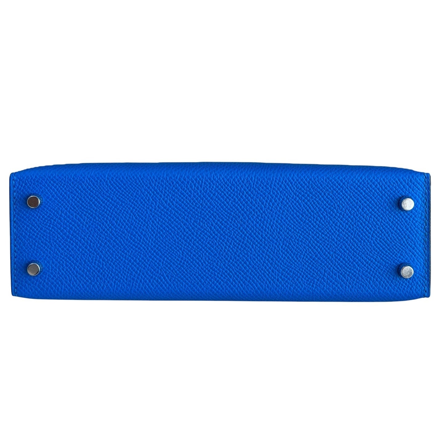 Hermes Mini Kelly Tri Color Blue Hydra, Vert Moyen, Alezan Epsom Palladium