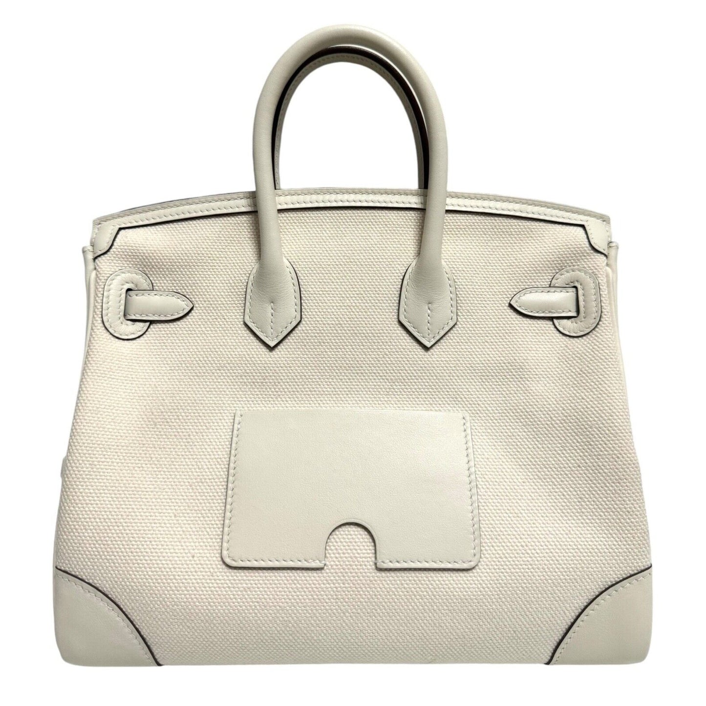 HERMÈS Birkin Cargo 25 Nata White Swift leather & Toile Palladium Hardware