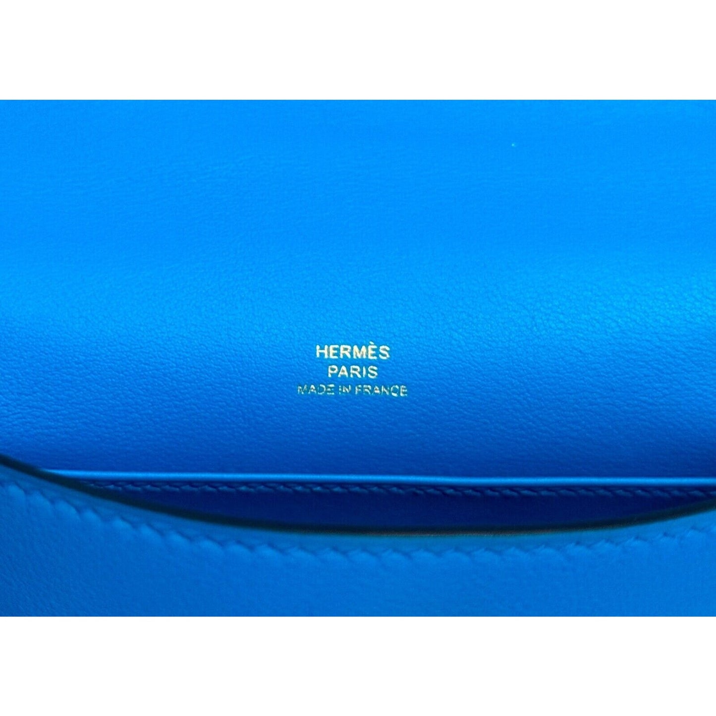 Hermès Pochette Kelly Mini Swift Blue Frida Gold Hardware