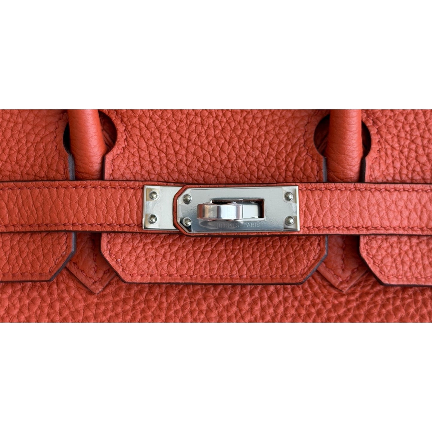 Hermes Birkin 25 Verso Feu Orange Cuivre Togo Leather Palladium Hardware RARE