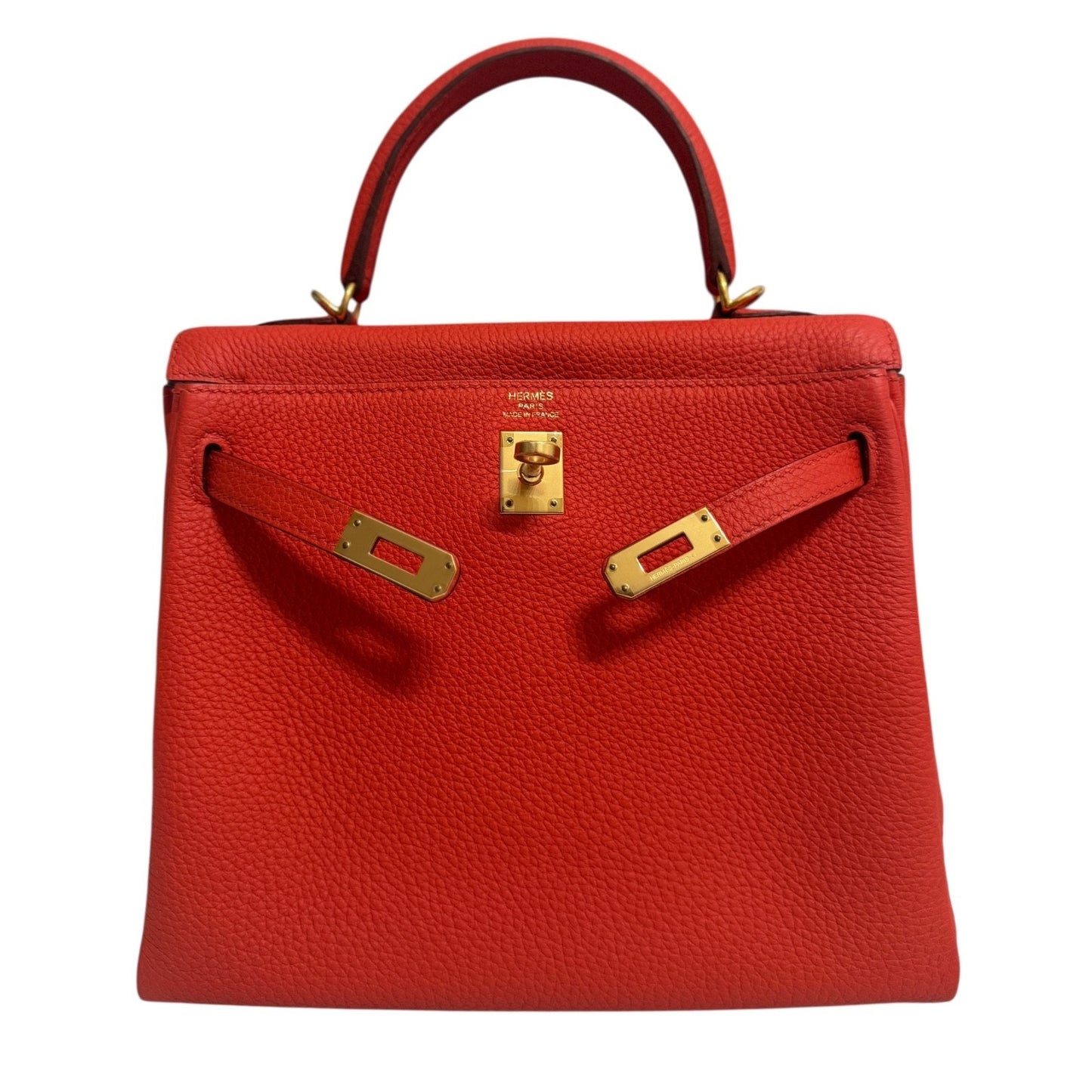 Hermes Kelly 25 Orange Poppy Togo Leather Gold Hardware RARE