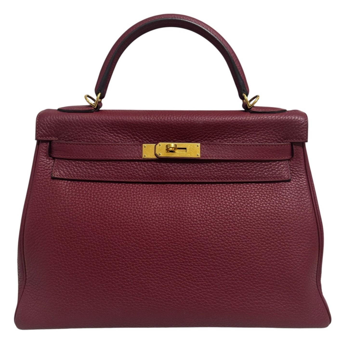 Hermes Kelly 32 Rouge Grenat Red Leather Gold Hardware