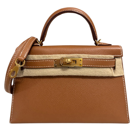Hermes Kelly Mini 20 Gold Tan Epsom Leather Gold Hardware