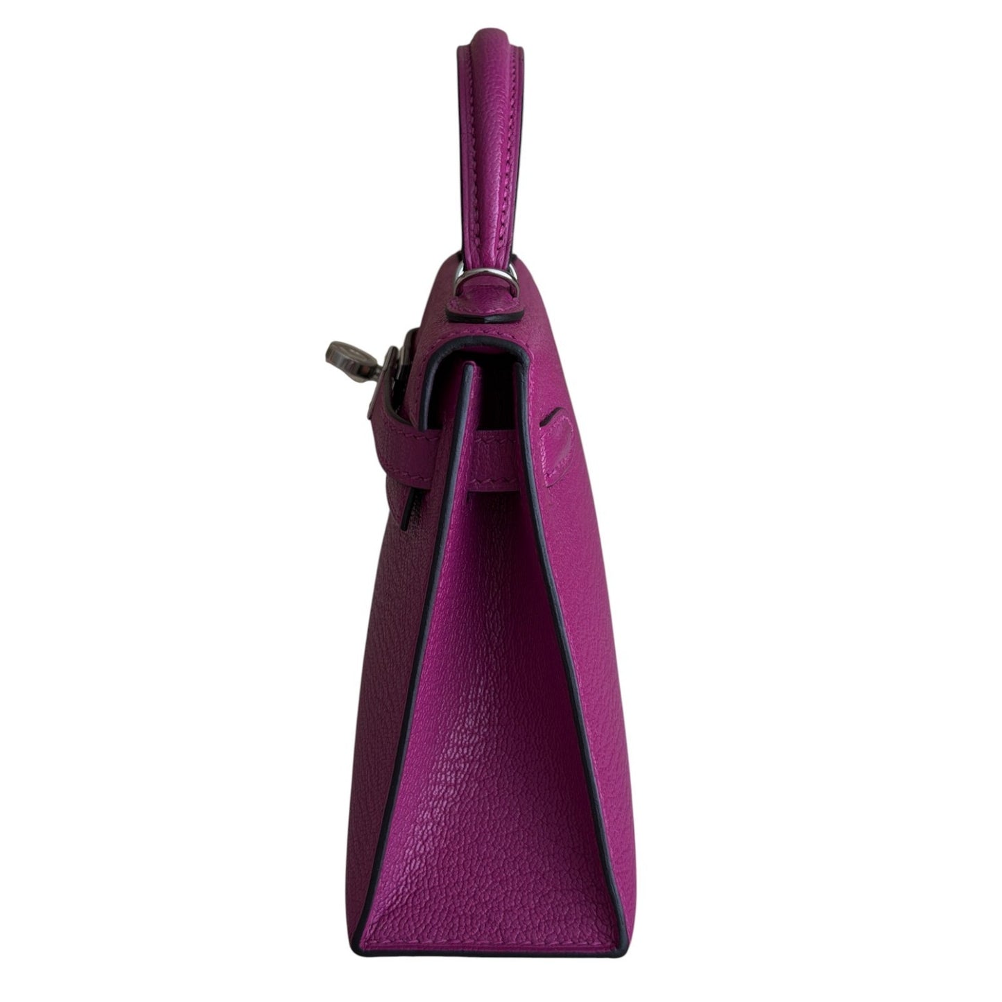 Hermes Kelly Mini 20 Rose Pourpre Pink Purple Chevre Leather Palladium Hardware
