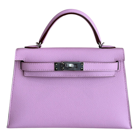 Hermes Kelly Mini 20 Mauve Sylvester Pink Epsom Leather Palladium Hardware