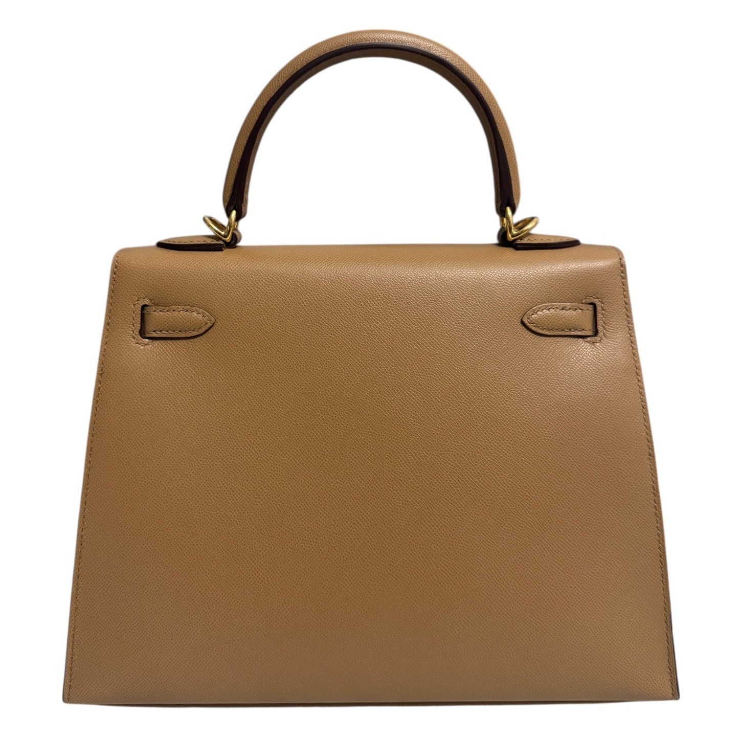 Hermes Kelly 25 Sellier Verso Biscuit & Mushroom Madame Leather Gold Hardware